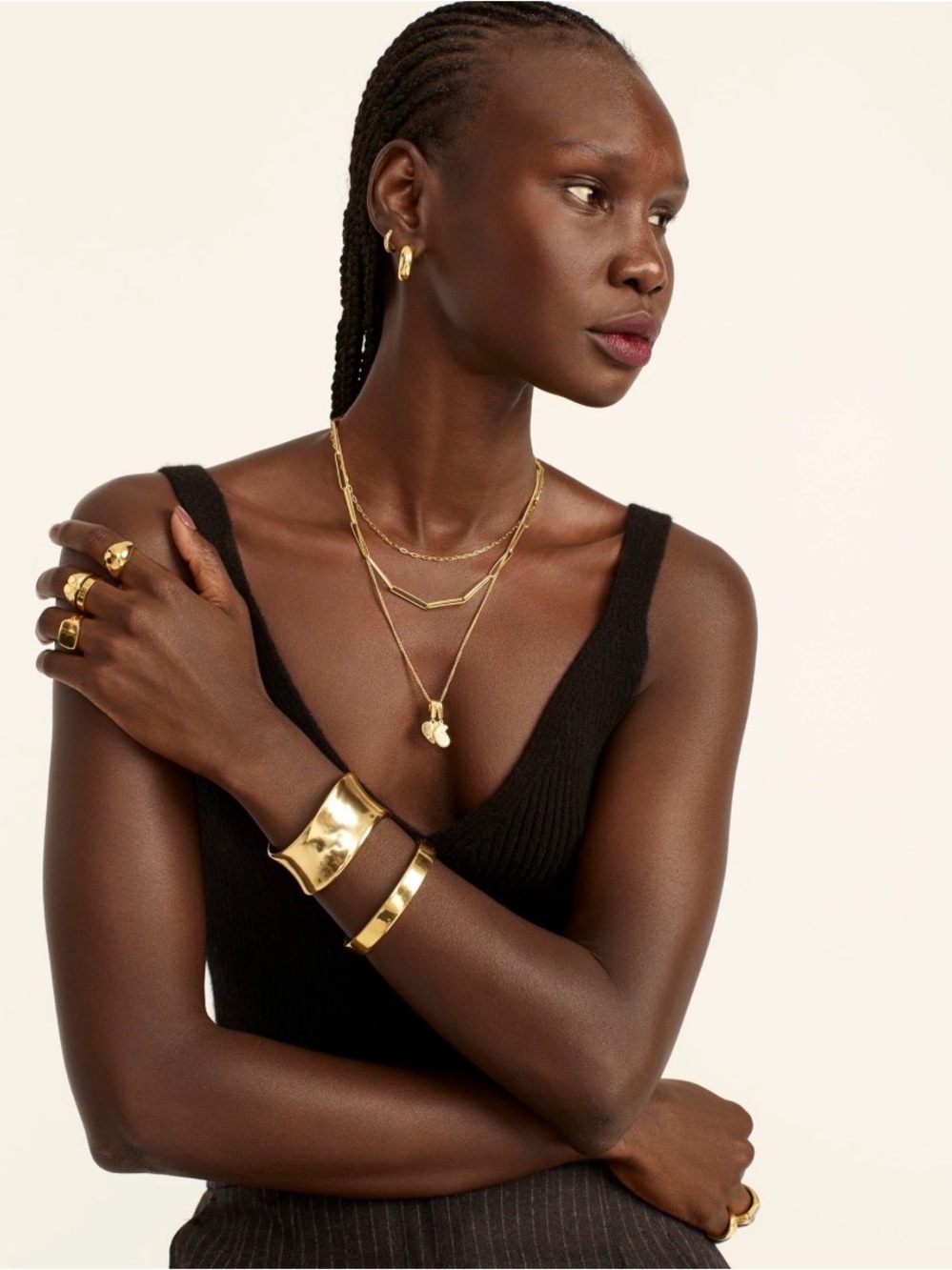 J Crew Gold Tone Hinged Bangle Bracelet